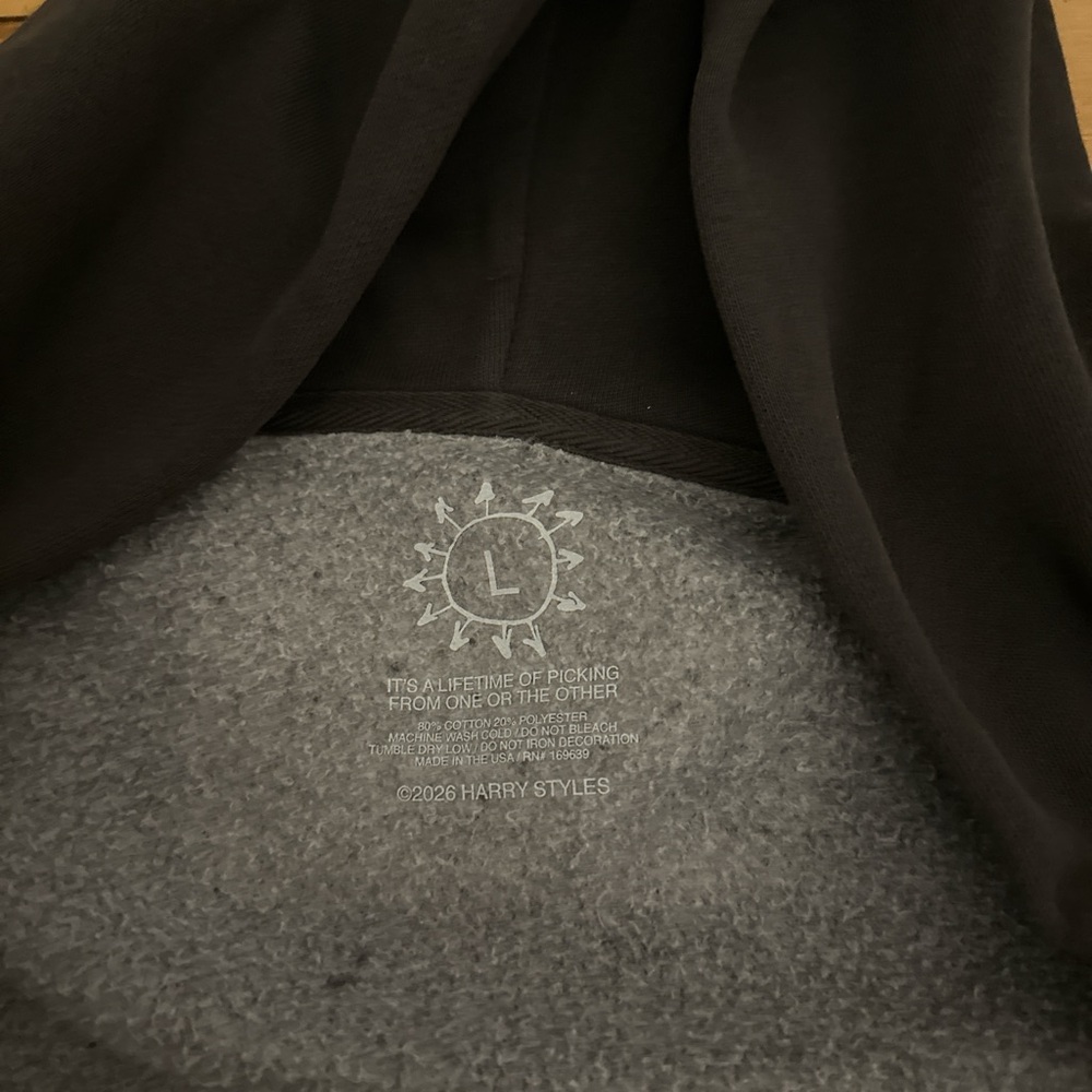 Harry Styles New merch Full-Zip Hooded Sweatshirt with Subtle 'HS' - Picture 3 of 5